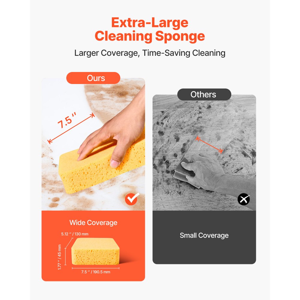 VEVOR Scrub Sponge, 6-Pack Non-Scratch Cleaning Sponges for Home, Bathroom & More, Zero Scratch Dish Scrubber, Large Household Scrubbing Sponges, Friendly to Tiles, Marble, Glass and Other Surfaces