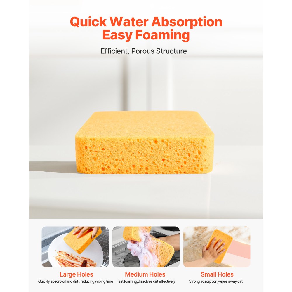 VEVOR Scrub Sponge, 6-Pack Non-Scratch Cleaning Sponges for Home, Bathroom & More, Zero Scratch Dish Scrubber, Large Household Scrubbing Sponges, Friendly to Tiles, Marble, Glass and Other Surfaces