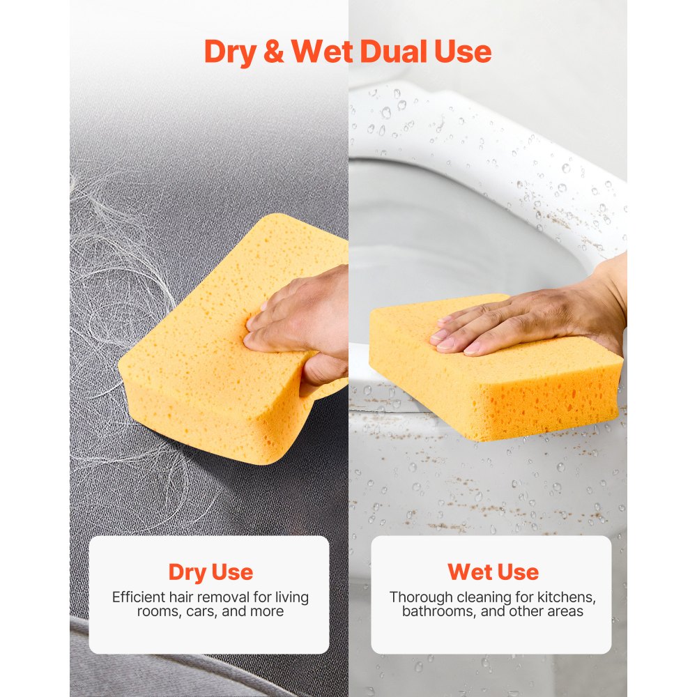 VEVOR Scrub Sponge, 6-Pack Non-Scratch Cleaning Sponges for Home, Bathroom & More, Zero Scratch Dish Scrubber, Large Household Scrubbing Sponges, Friendly to Tiles, Marble, Glass and Other Surfaces