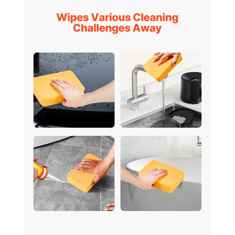 VEVOR Scrub Sponge, 6-Pack Non-Scratch Cleaning Sponges for Home, Bathroom & More, Zero Scratch Dish Scrubber, Large Household Scrubbing Sponges, Friendly to Tiles, Marble, Glass and Other Surfaces