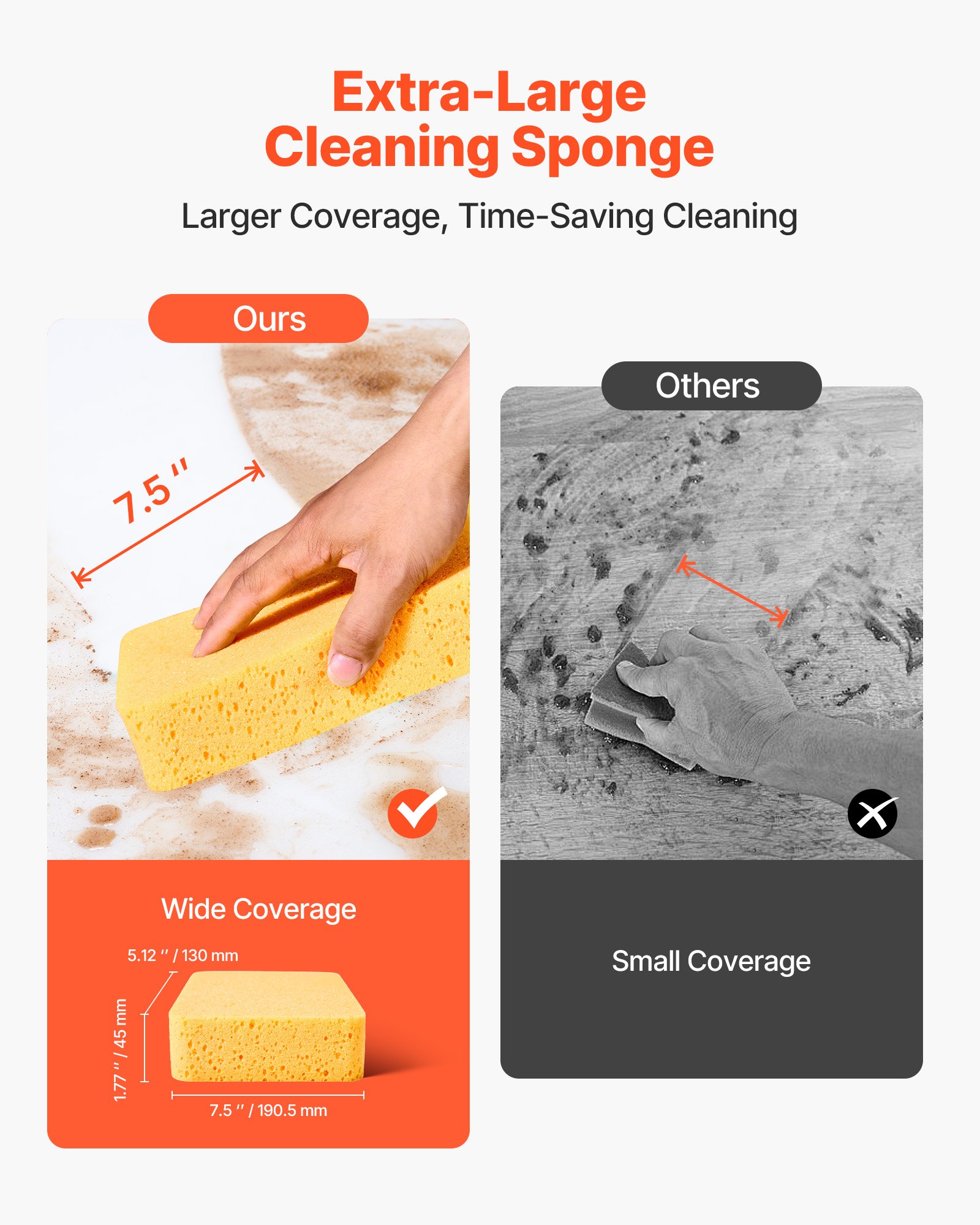 VEVOR Scrub Sponge, 6-Pack Non-Scratch Cleaning Sponges for Home, Bathroom & More, Zero Scratch Dish Scrubber, Large Household Scrubbing Sponges, Friendly to Tiles, Marble, Glass and Other Surfaces