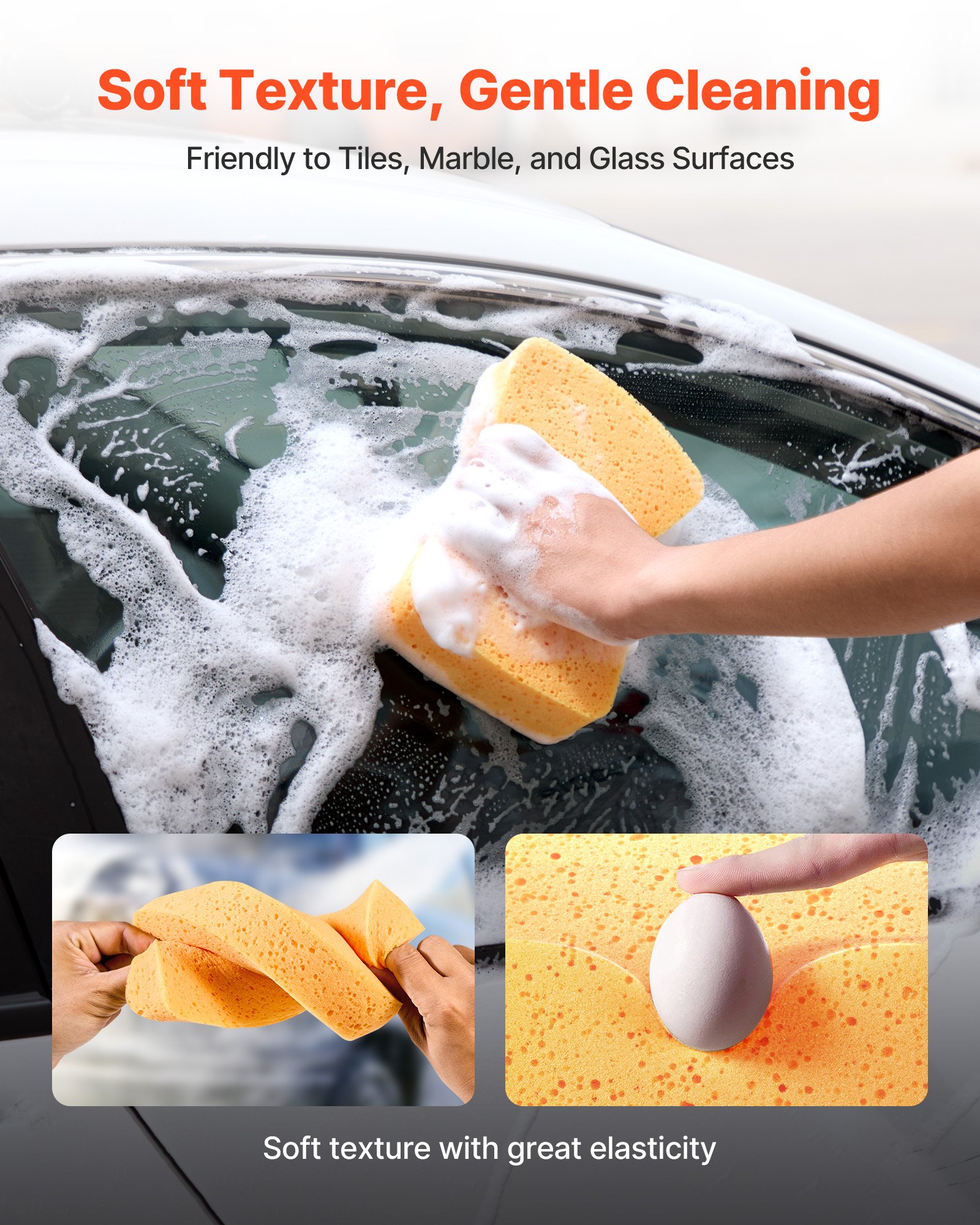 VEVOR Scrub Sponge, 6-Pack Non-Scratch Cleaning Sponges for Home, Bathroom & More, Zero Scratch Dish Scrubber, Large Household Scrubbing Sponges, Friendly to Tiles, Marble, Glass and Other Surfaces
