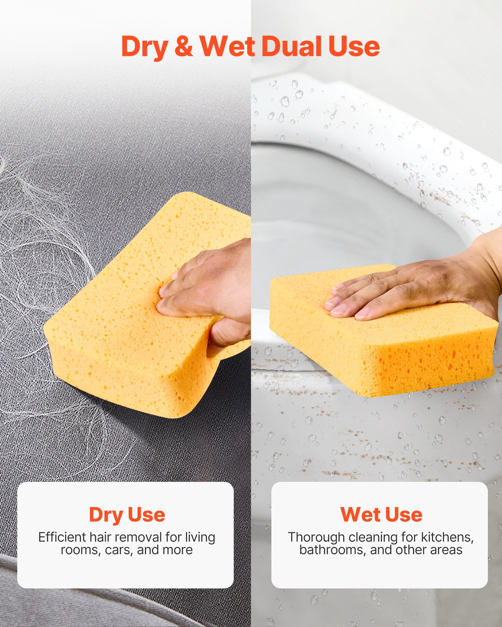 VEVOR Scrub Sponge, 6-Pack Non-Scratch Cleaning Sponges for Home, Bathroom & More, Zero Scratch Dish Scrubber, Large Household Scrubbing Sponges, Friendly to Tiles, Marble, Glass and Other Surfaces