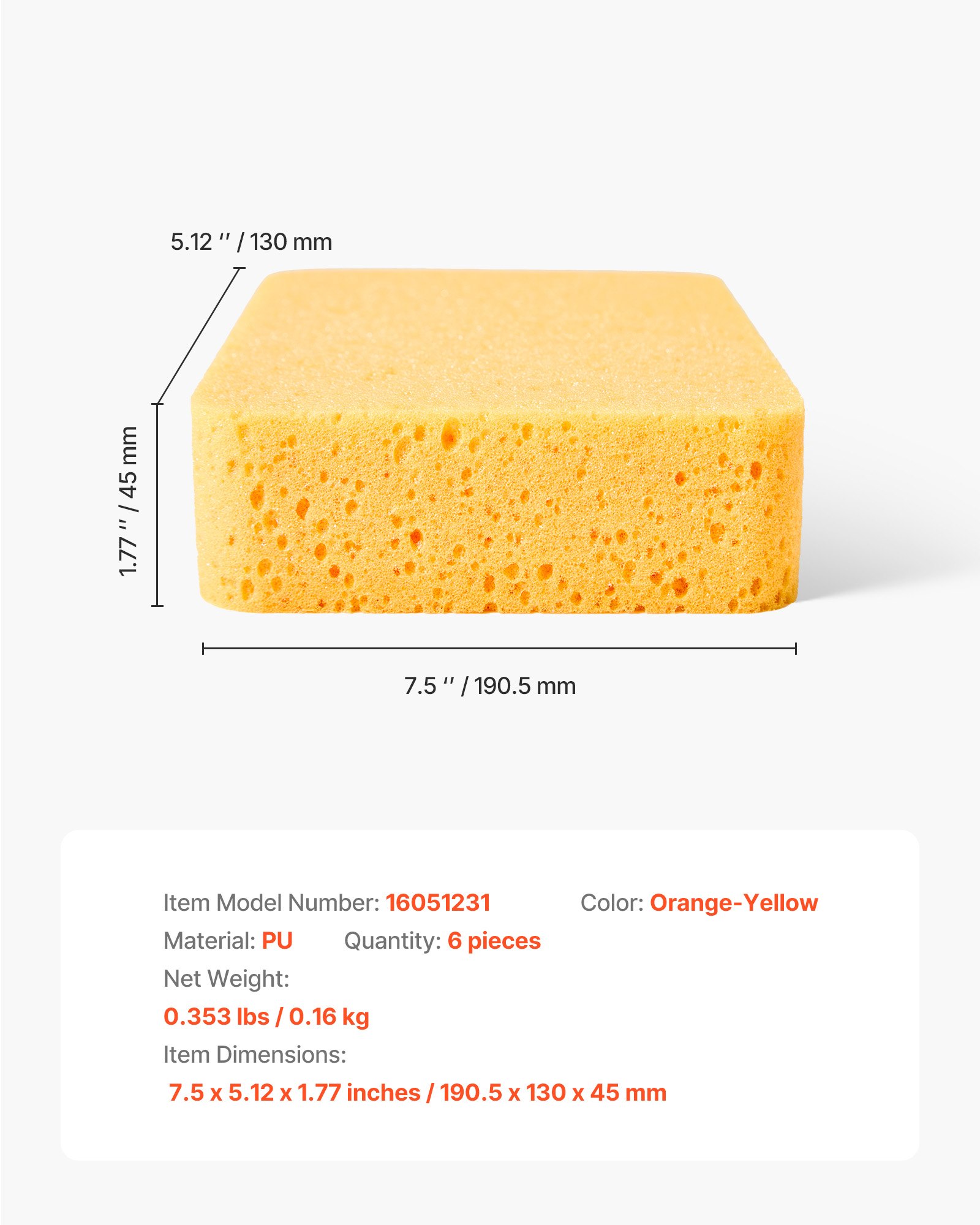 VEVOR Scrub Sponge, 6-Pack Non-Scratch Cleaning Sponges for Home, Bathroom & More, Zero Scratch Dish Scrubber, Large Household Scrubbing Sponges, Friendly to Tiles, Marble, Glass and Other Surfaces