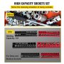 VEVOR 6-Pack Metric and SAE Magnetic Socket Organizers, 1.27cm, 0.95cm, 0.64cm Drive Socket Holders Hold 143 Sockets, Red and Black Tool Box Organizer for Sockets Storage