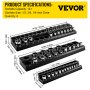 VEVOR socket organizer with three sizes, labeled slots for 1/2, 3/8, 1/4-inch drive; 141 sockets capacity.