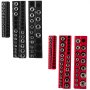 black and red VEVOR socket organizer sets with various socket sizes displayed in rows.