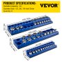 VEVOR 6-Pack Metric and SAE Magnetic Socket Organizers, 1.27cm, 0.95cm, 0.64cm Drive Socket Holders Hold 143 Sockets, Red and Blue Tool Box Organizer for Sockets Storage