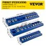 VEVOR Magnetic Socket Organizer 6 pcs 1/2, 3/8, 1/4-inch Drive SAE and Metric