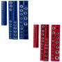 blue and red VEVOR magnetic socket organizer sets holding various sizes of sockets in neat rows.