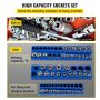 before and after comparison of socket organization using VEVOR magnetic socket organizer. holding capacity: 73.