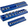 VEVOR magnetic socket organizer featuring blue trays with various socket sizes neatly arranged.