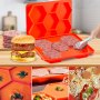 VEVOR Innovador Congelador Prensa para Hamburguesas 5 en 1 Prensa para Hamburguesas y Recipiente para Congelador Recipientes para Congelador para Hamburguesas Antiadherentes Empanadas de Hamburguesas Hexagonales Rojas, Máquina para Hacer Hamburguesas Congeladas de Silicona
