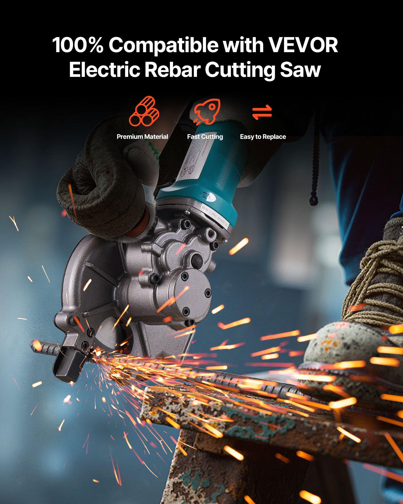 VEVOR Rebar Cutter Blades Replacement for Electric Rebar Cutting Saw, 36 Teeth High-Hardness Heat-Treated Steel Cermet Tipped Blade , Fast Even for Aluminum,Copper Pipe, Arbor 34 mm/ 1-11/32 in