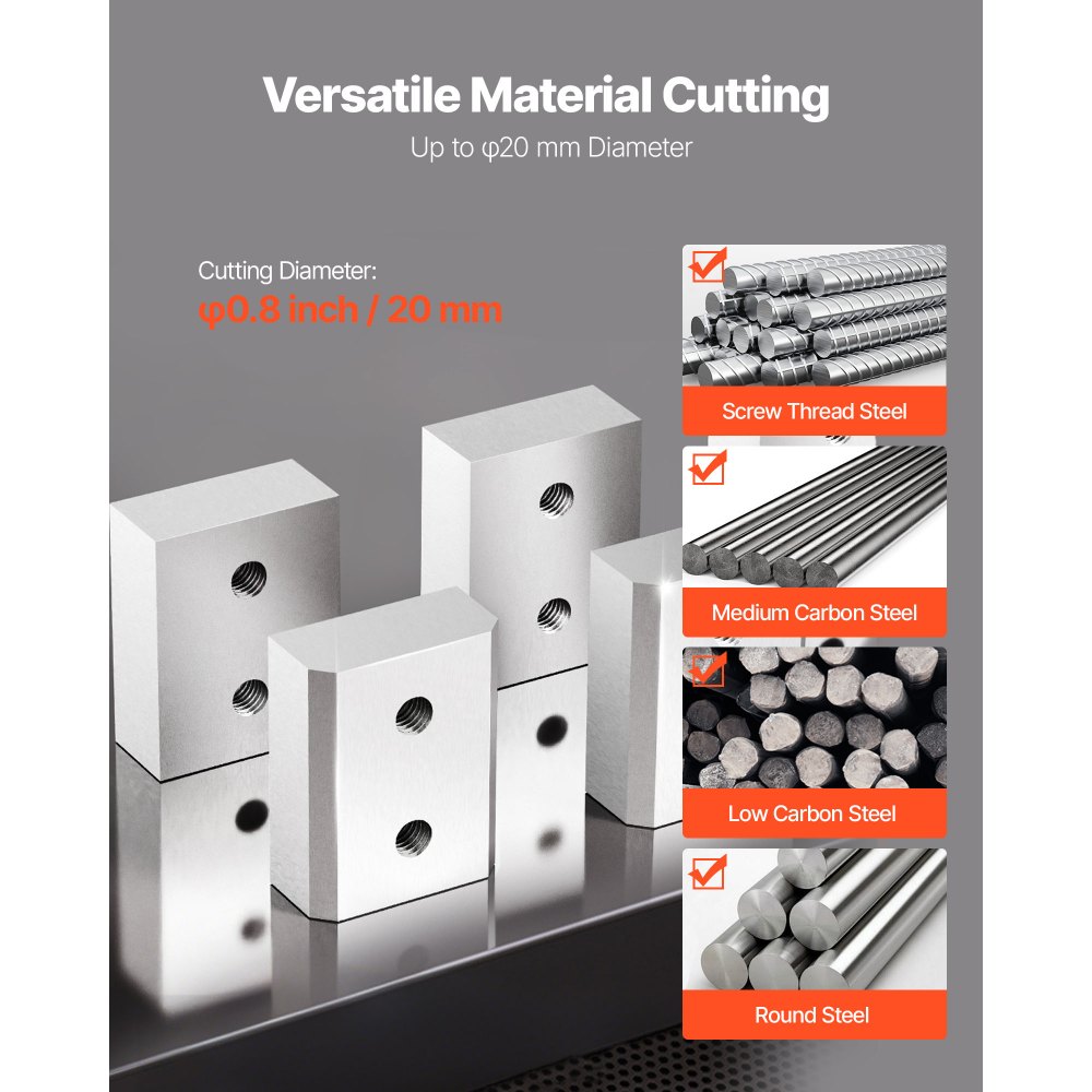 VEVOR Rebar Cutter Blades, 6 Pcs Replacement Jaw Blades for 3/4Inch 20mm #6 Electric Rebar Cutter, Double-sided, CR12MOV High-Hardness Steel, Fast Efficient with Screws and Spring Washer, Silver