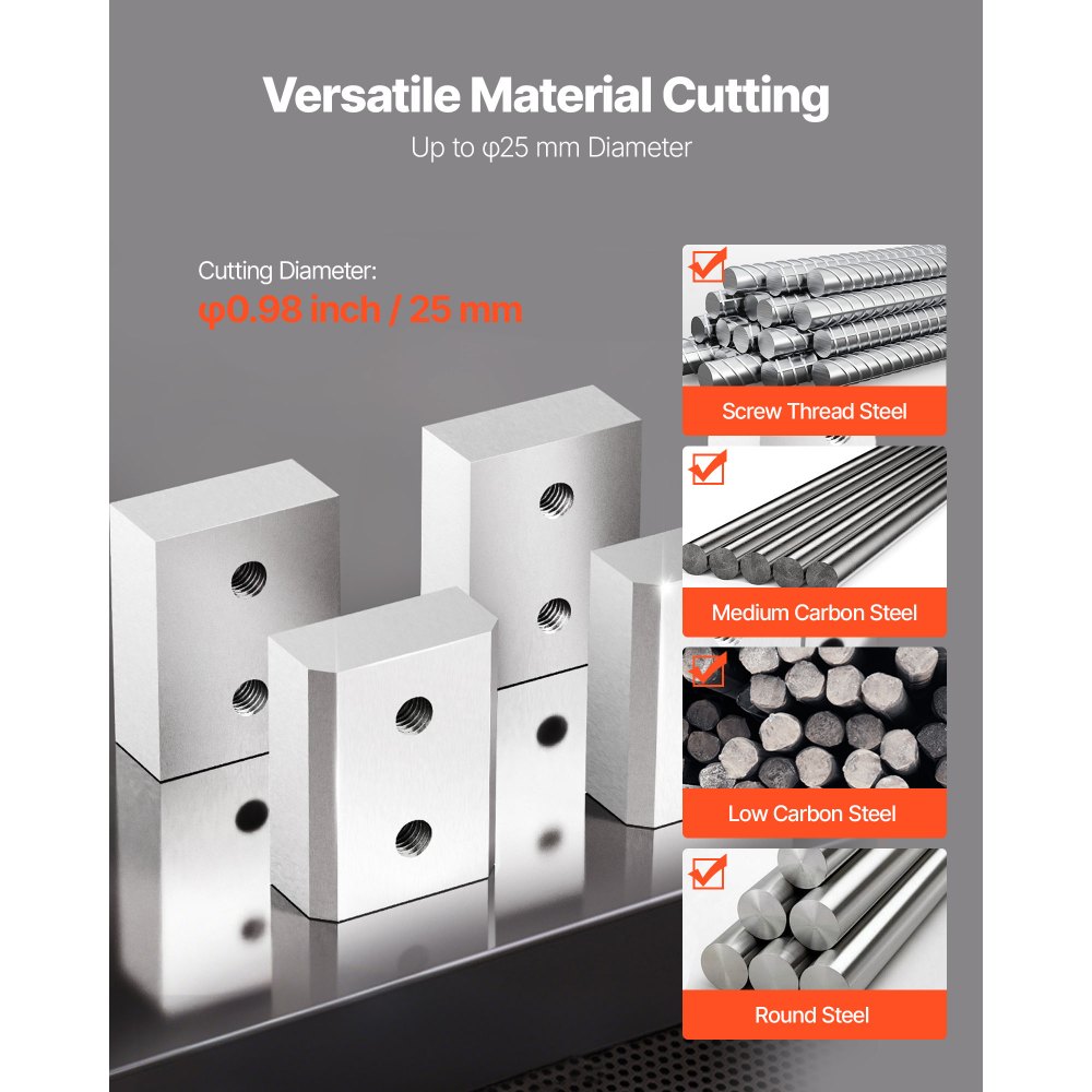 VEVOR Rebar Cutter Blades, 6 Pcs Replacement Jaw Blades for 1Inch 25mm #8 Electric Rebar Cutter, Double-sided, CR12MOV High-Hardness Steel, Fast Efficient with Screws and Spring Washer, Silver