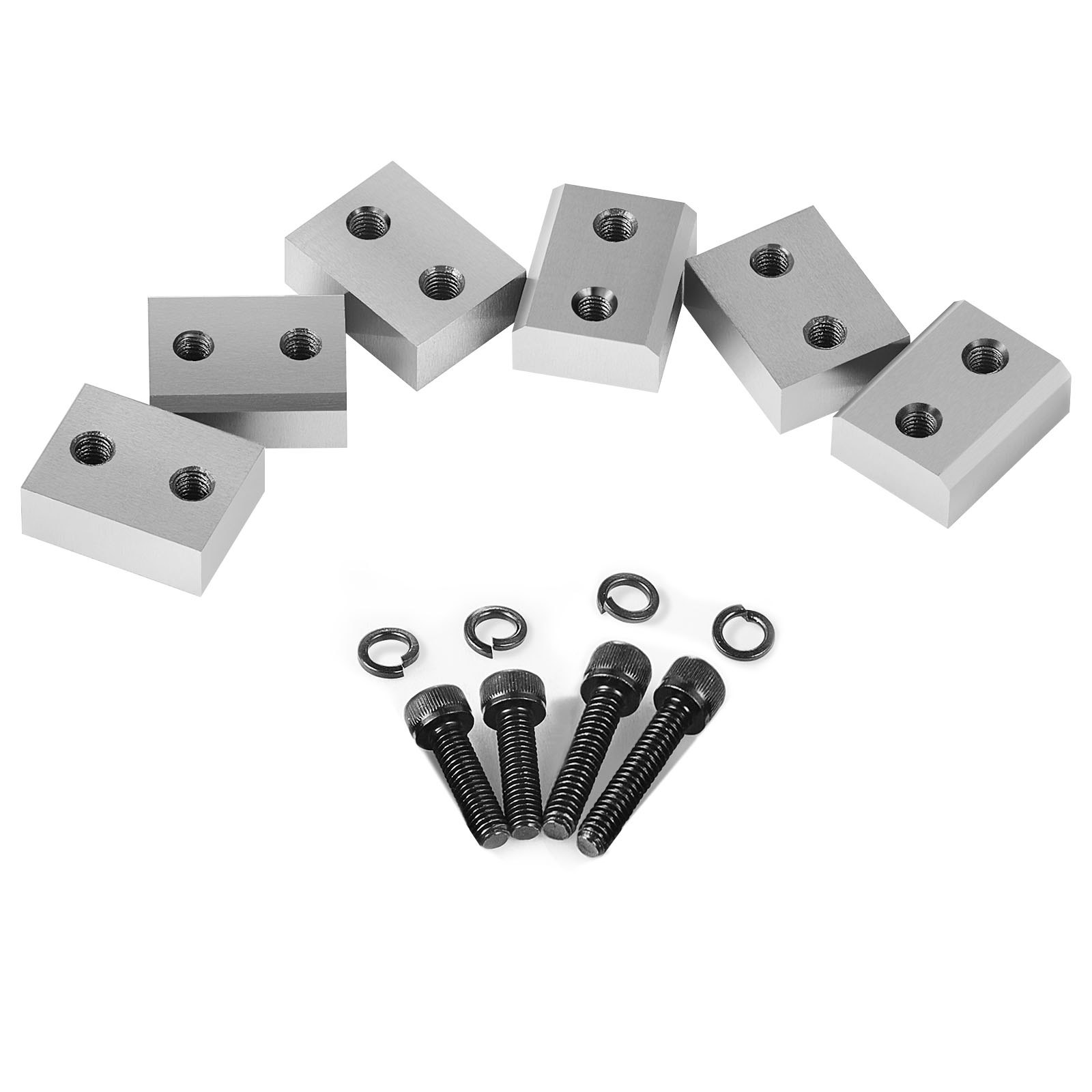 VEVOR Rebar Cutter Blades, 6 Pcs Replacement Jaw Blades for 1Inch 25mm #8 Electric Rebar Cutter, Double-sided, CR12MOV High-Hardness Steel, Fast Efficient with Screws and Spring Washer, Silver
