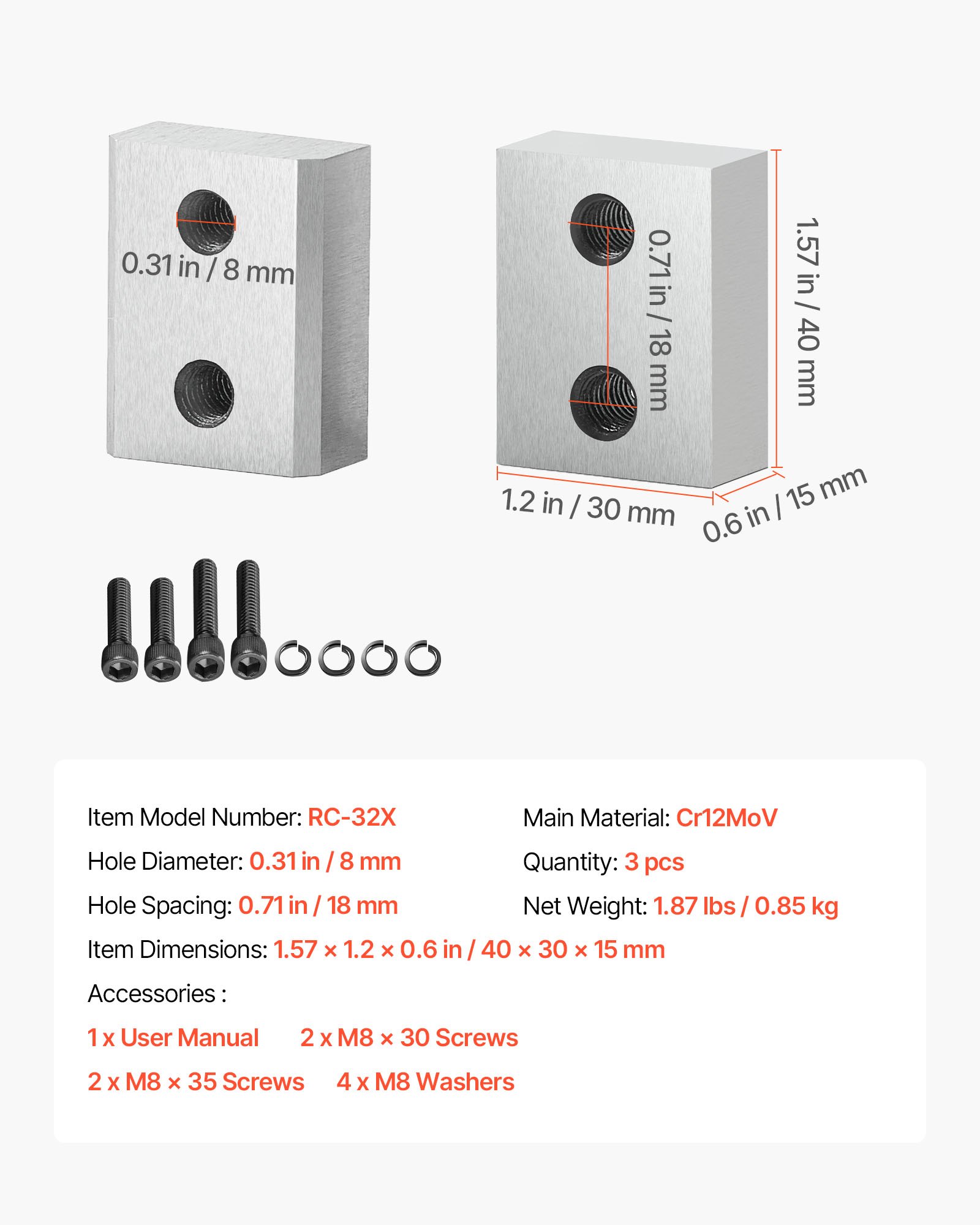 Lame de tăiat armături VEVOR, 6 bucăți lame de schimb pentru tăietor electric de armături de 1-1/4 inch 32 mm #10, față-verso, oțel CR12MOV de înaltă duritate, rapid și eficient cu șuruburi și șaibă cu arc