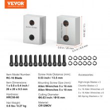 VEVOR 6 PCS 16mm(5/8 Inch) Electric Rebar Cutter Blade Replacement Jaw Blades