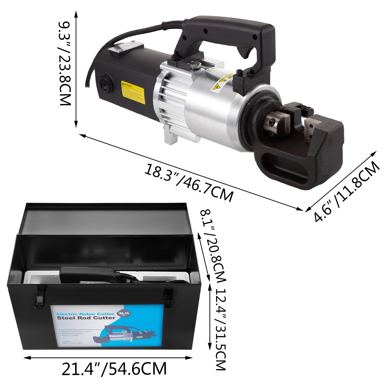 VEVOR Portable Rebar Cutter Electric Hydraulic 6- 25mm Steel Rod Bar Cutting