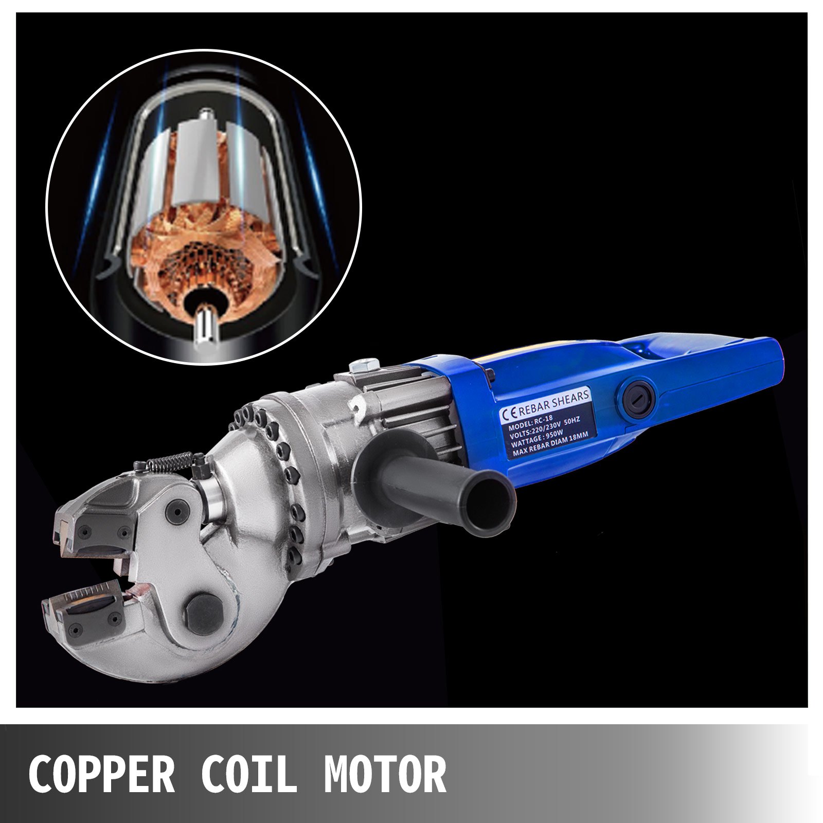 VEVOR Rebar Cutter 4-18mm Hydraulic Rebar Cutter Electric 4-5S L-shaped Wrench