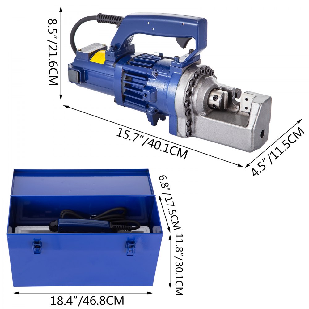 VEVOR RC-20  Electric Rebar Cutter, 4-20 mm, Electric Hydraulic Rebar Cutter Portable, 1250 Watts, with Replacement Jaw Blades, High Cutting Speed 3.0-3.5S, Electric Steel Rope Cutting Tool