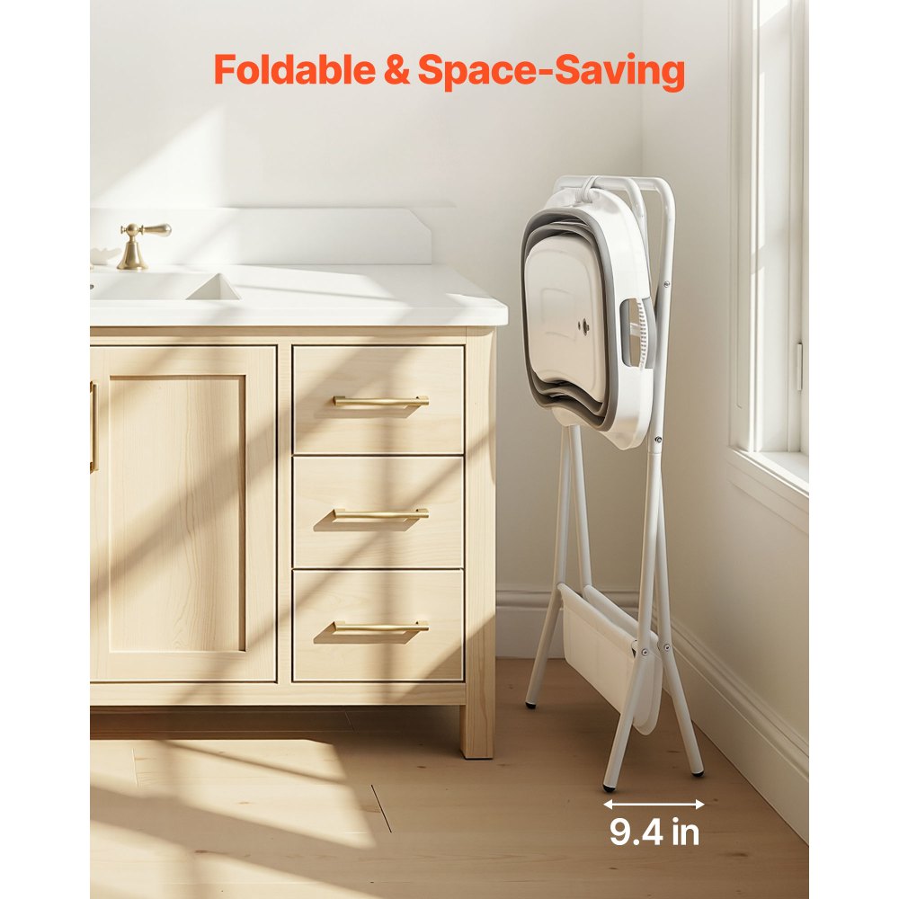 VEVOR Dog Bathtub, Elevated Dog Bath Tub, 2 in 1 Collapsible Pet Bathing Grooming Wash Station, Portable Foldable Space-saving, Built-in Drain Outlet with Drain Hose for Small Pet Cat, Gray & White