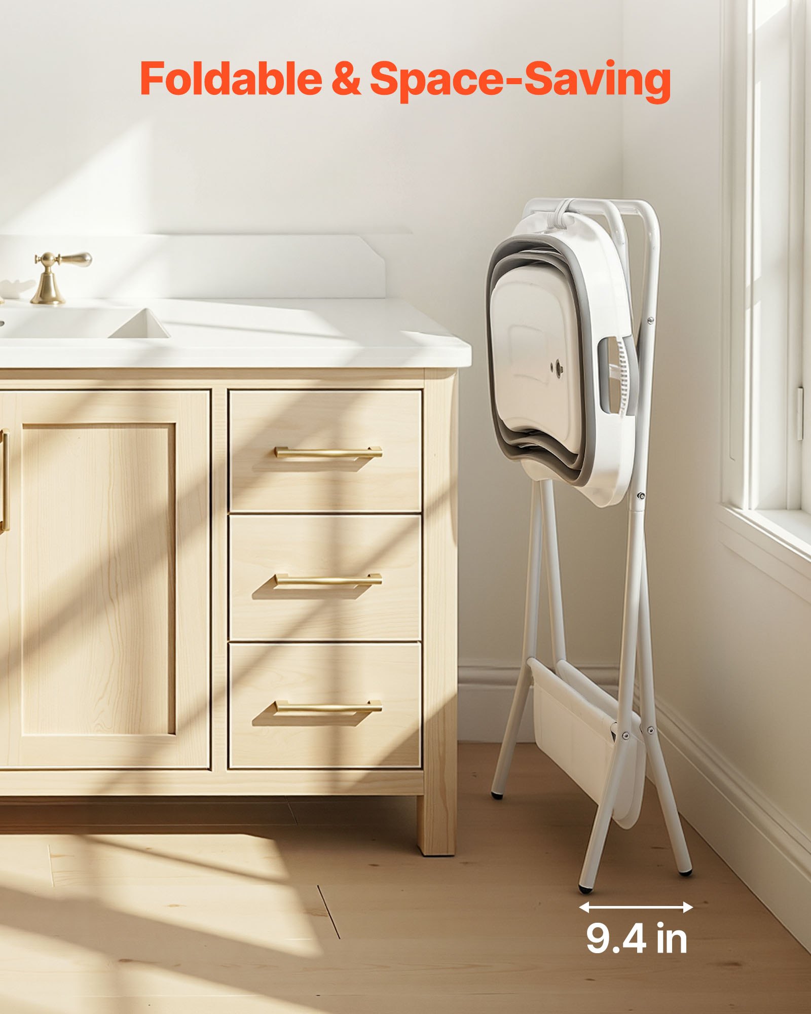 VEVOR Dog Bathtub, Elevated Dog Bath Tub, 2 in 1 Collapsible Pet Bathing Grooming Wash Station, Portable Foldable Space-saving, Built-in Drain Outlet with Drain Hose for Small Pet Cat, Gray & White