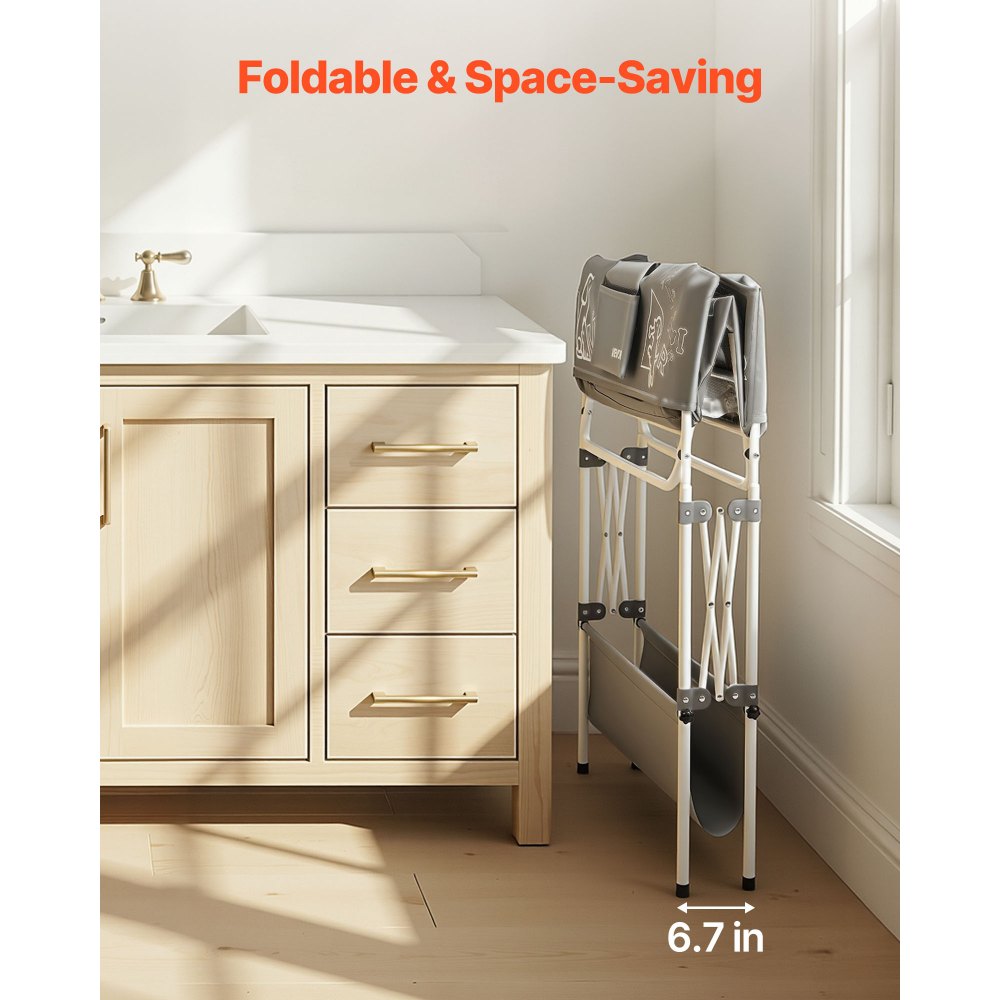 VEVOR Dog Bathtub, Elevated Dog Bath Tub, Collapsible Pet Bathing Grooming Wash Station, Portable Foldable Space-saving, with Built-In Drain Hose for Small and Medium Pet Cat Indoor & Outdoor, Gray