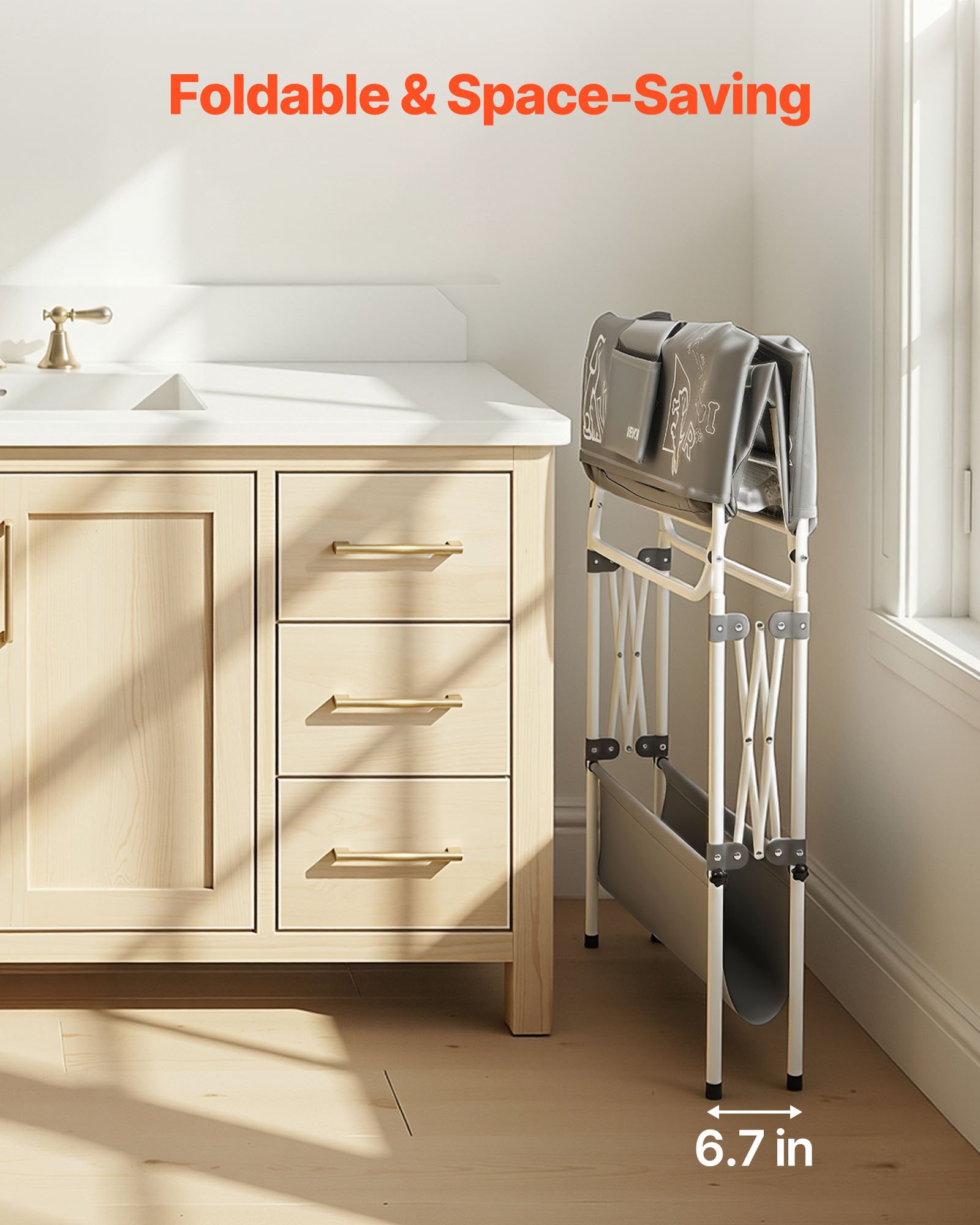 VEVOR Dog Bathtub, Elevated Dog Bath Tub, Collapsible Pet Bathing Grooming Wash Station, Portable Foldable Space-saving, with Built-In Drain Hose for Small and Medium Pet Cat Indoor & Outdoor, Gray