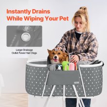 VEVOR Foldable Dog Bathtub Elevated Grey Shower Station for Small & Medium Pets