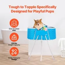 VEVOR Foldable Dog Bathtub Elevated Light Blue Pet Bathing Station for Dog & Cat