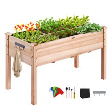 VEVOR Raised Garden Bed, 47.2 x 22.8 x 30 inch Wooden Planter Box, Elevated Outdoor Planting Boxes with Legs, for Growing Flowers/Vegetables/Herbs in Backyard/Garden/Patio/Balcony, Burlywood