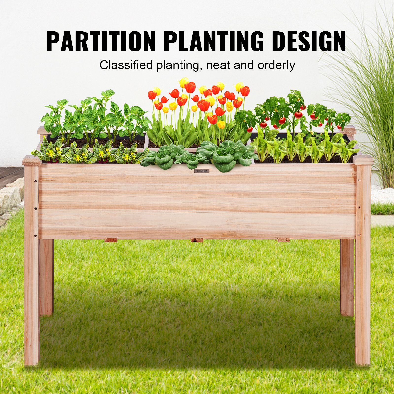 Wooden Raised Garden Bed Planter Box 47.2x22.8x30" Flower Vegetable Herb Wooden Raised Garden Bed Planter Box 47.2x22.8x30" Flower Vegetable Herb