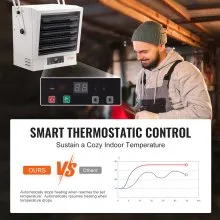 VEVOR Electric Garage Heater, 10000-Watt Digital Fan-Forced Wall/Ceiling Mount Shop Heater, with Remote Control Overheat Protection, Hardwired Heater with 9-Hour Timer, Ideal for Workshop, ETL Listed