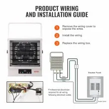 VEVOR Electric Garage Heater, 10000-Watt Digital Fan-Forced Wall/Ceiling Mount Shop Heater, with Remote Control Overheat Protection, Hardwired Heater with 9-Hour Timer, Ideal for Workshop, ETL Listed