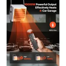 VEVOR Electric Garage Heater 10000W with Remote Control Ceiling for Workshop