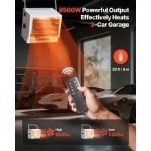 VEVOR Electric Garage Heater 8500W with Remote Control Ceiling for Workshop
