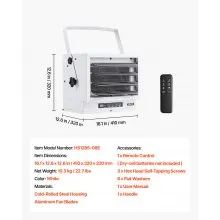 VEVOR Electric Garage Heater 8500W with Remote Control Ceiling for Workshop