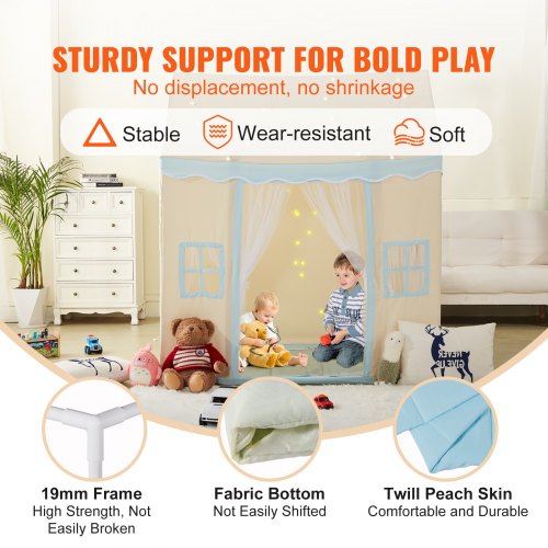 VEVOR Tienda De Campaña Tipi Para Niños De 1 A 5 Años, Plegable Con Alfombra, Ventanas Y Bolsa De Transporte, Beige