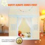 VEVOR kids play tent with fairy lights, stuffed bear, and pillows in a cozy room, emphasized on safety.