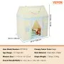 VEVOR Kids Play Tent, Kids Tent for Kids 1-5 Years Old, Toddler Tent with Mat and Tent Lamp, Tent for Kids with Windows for Indoor and Outdoor, Play House Castle Tent for Boys and Girls, Beige