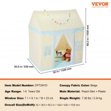 VEVOR Kids Play Tent Kids Tent for 1-5 Years Old Toddler Tent with Mat and Lamp