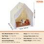 VEVOR kids play tent in beige with lights, netting, pillows, and teddy bear; dimensions 52.8"x36.2"x60.6".