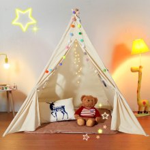 VEVOR Kids Play Tent Teepee Tent for 1-5 Years Old Toddler Tent with Mat Balls