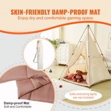 VEVOR Kids Play Tent, Teepee Tent for Kids 1-5 Years Old, Foldable Toddler Tent with Mat and Carrying Bag, Tent for Kids with Windows for Indoor and Outdoor, Kids Tent for Boys and Girls, Beige