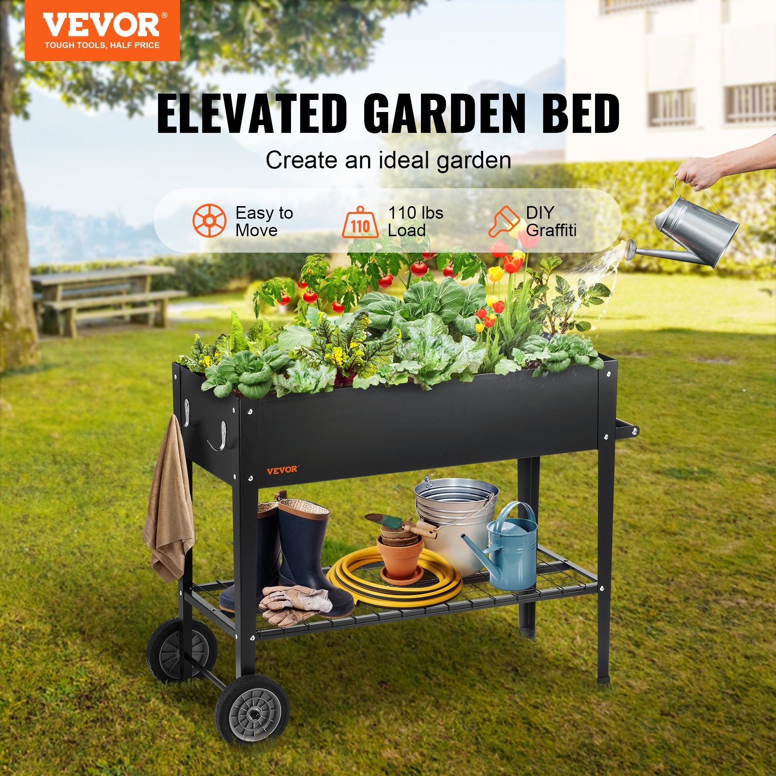 Raised Garden Bed, 42.5 x 19.5 x 31.5 inch Galvanized Metal Planter Box, Elevated Outdoor Planting Boxes with Legs, for Growing Flowers/Vegetables/Herbs in Backyard/Garden/Patio/Balcony, Black Raised Garden Bed, 42.5 x 19.5 x 31.5 inch Galvanized Metal Planter Box, Elevated Outdoor Planting Boxes with Legs, for Growing Flowers/Vegetables/Herbs in Backyard/Garden/Patio/Balcony, Black