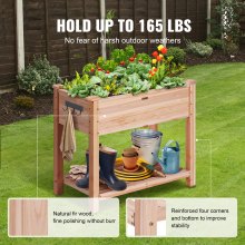 VEVOR Raised Garden Bed, 33.9 x 18.1 x 30 inch Wooden Planter Box, Elevated Outdoor Planting Boxes with Legs, for Growing Flowers/Vegetables/Herbs in Backyard/Garden/Patio/Balcony, Burlywood