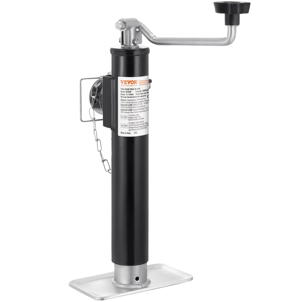 VEVOR Trailer Jack, 2000 lbs Dynamic Load Capacity, Weld-on Pipe-Mount Swivel Trailer Jack, 10" Lift Trailer Jack Stand with Handle for RV Trailer, Horse Trailer, Utility Trailer, and Yacht Trailer