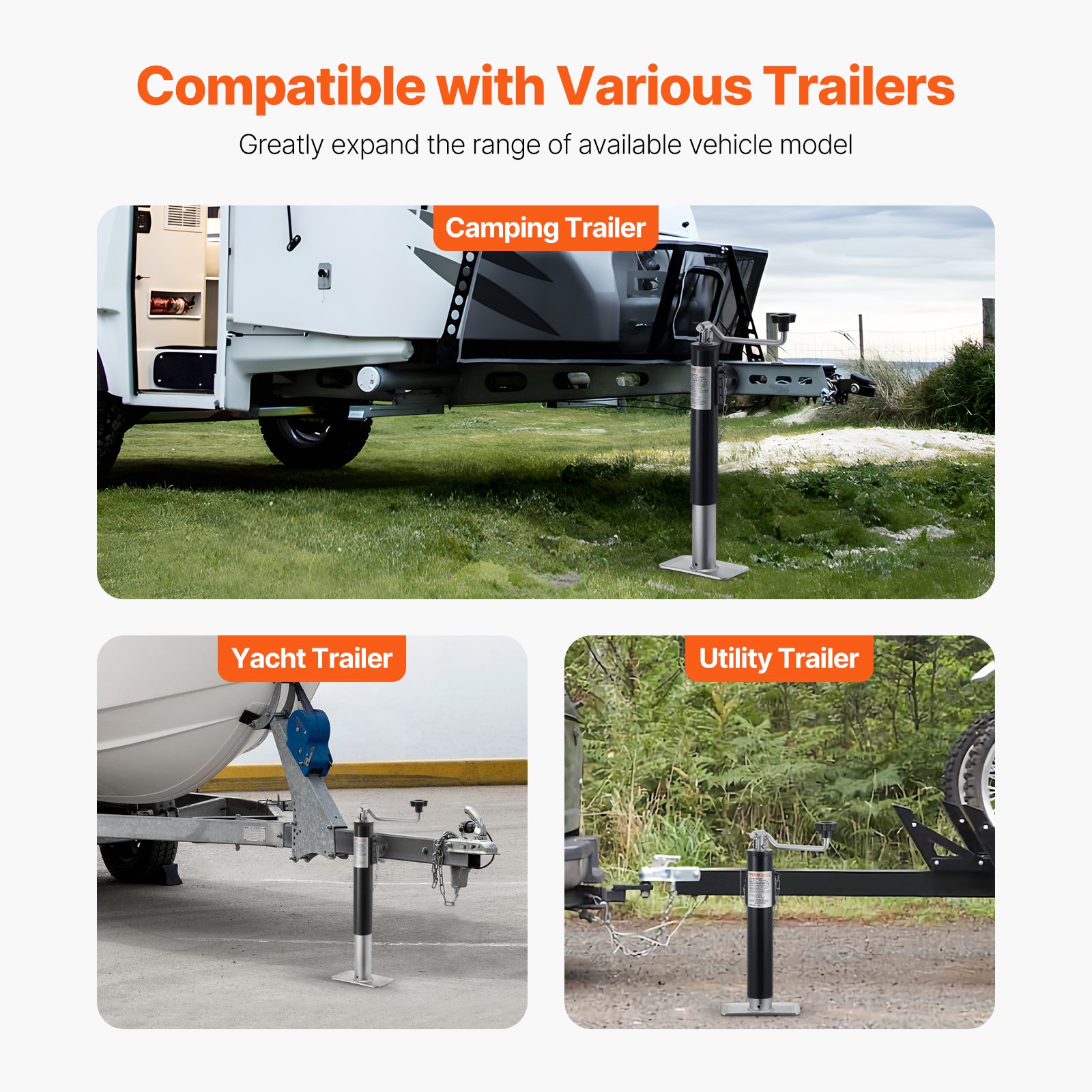 VEVOR Trailer Jack, 2000 lbs Dynamic Load Capacity, Weld-on Pipe-Mount Swivel Trailer Jack, 10" Lift Trailer Jack Stand with Handle for RV Trailer, Horse Trailer, Utility Trailer, and Yacht Trailer